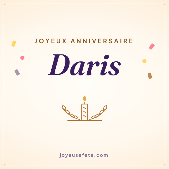 Image carrée « Joyeux anniversaire Daris » pour WhatsApp
