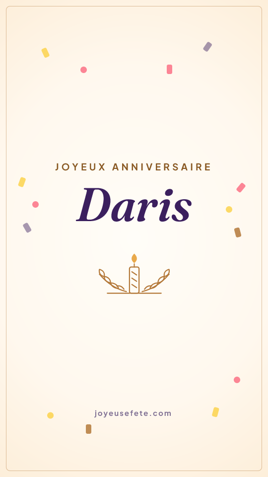 Image « Joyeux anniversaire Daris » au format story