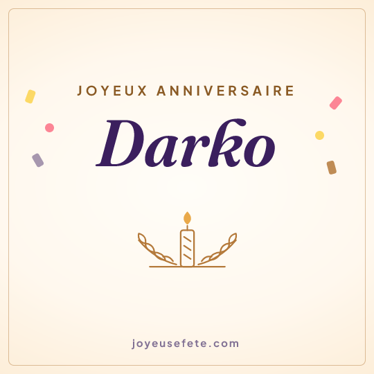 Image carrée « Joyeux anniversaire Darko » pour WhatsApp