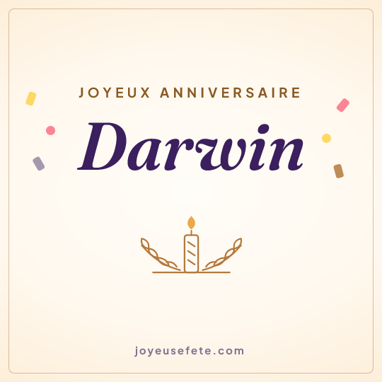 Image carrée « Joyeux anniversaire Darwin » pour WhatsApp