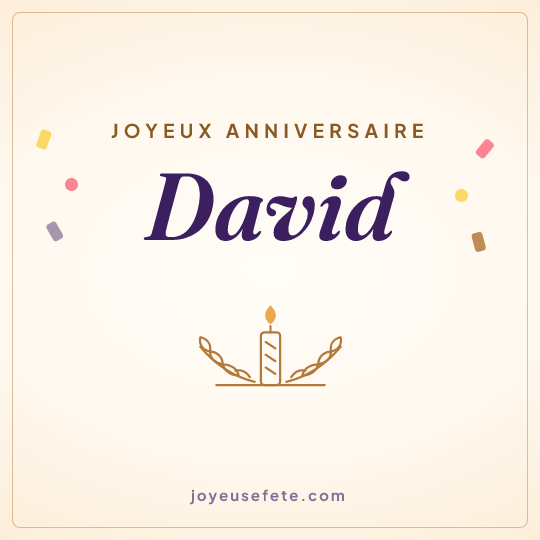 Image carrée « Joyeux anniversaire David » pour WhatsApp