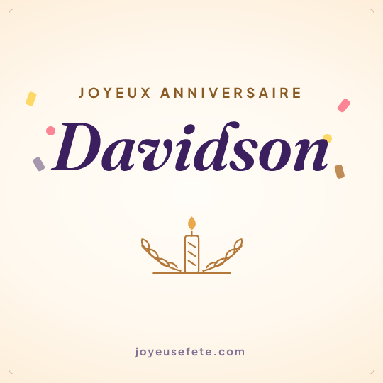 Image carrée « Joyeux anniversaire Davidson » pour WhatsApp