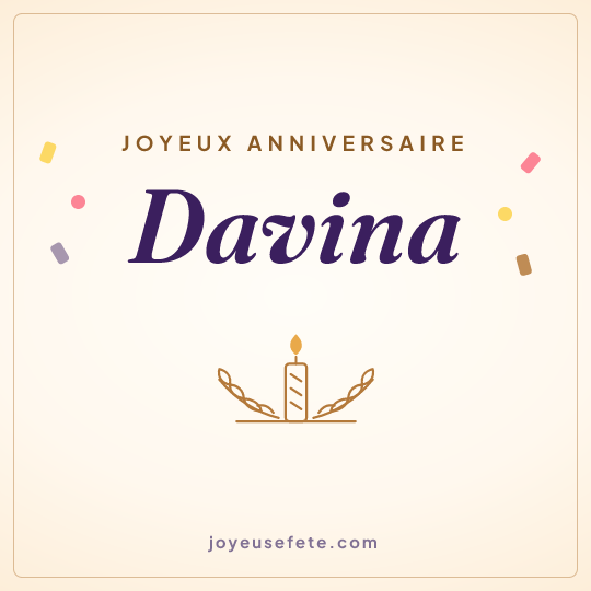 Image carrée « Joyeux anniversaire Davina » pour WhatsApp