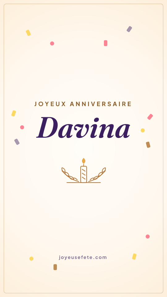 Image « Joyeux anniversaire Davina » au format story