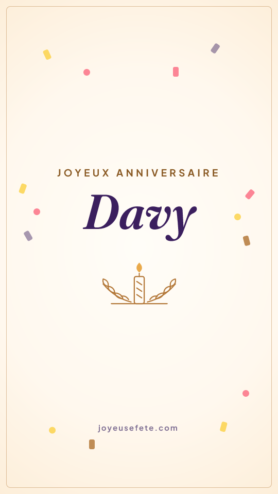 Image « Joyeux anniversaire Davy » au format story