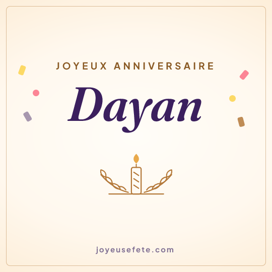 Image carrée « Joyeux anniversaire Dayan » pour WhatsApp