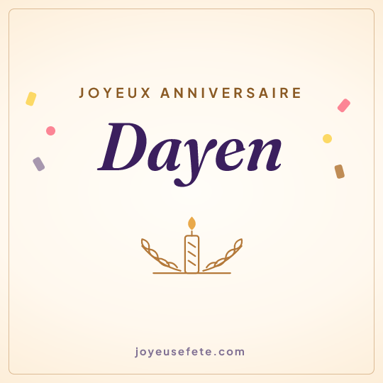 Image carrée « Joyeux anniversaire Dayen » pour WhatsApp