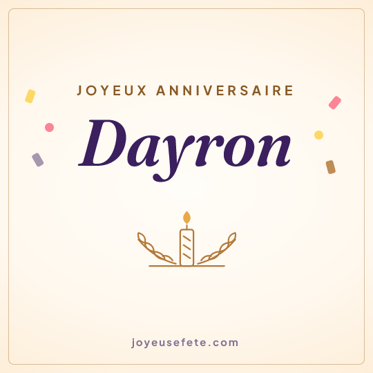 Image carrée « Joyeux anniversaire Dayron » pour WhatsApp