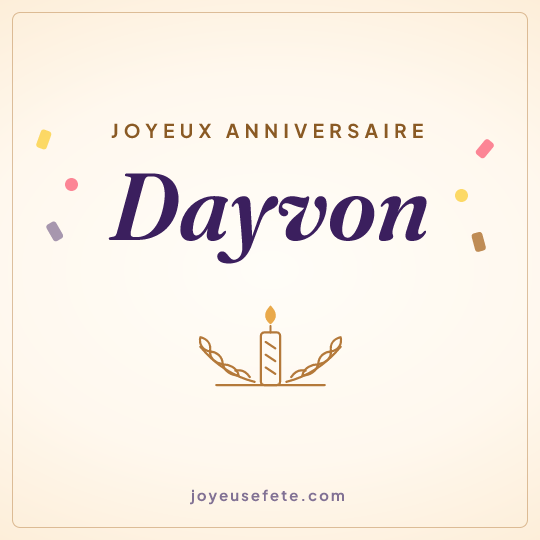 Image carrée « Joyeux anniversaire Dayvon » pour WhatsApp
