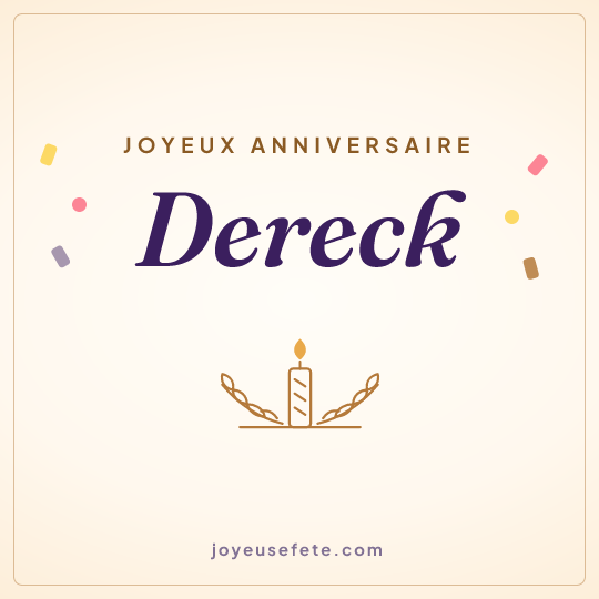 Image carrée « Joyeux anniversaire Dereck » pour WhatsApp