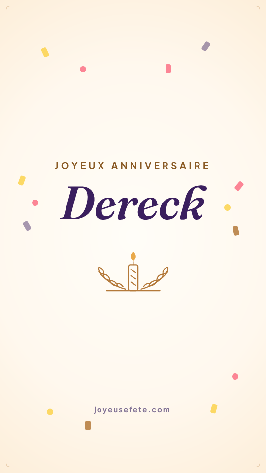 Image « Joyeux anniversaire Dereck » au format story