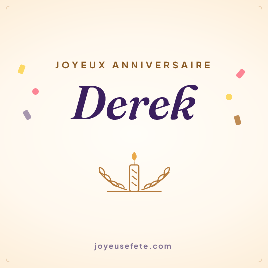Image carrée « Joyeux anniversaire Derek » pour WhatsApp