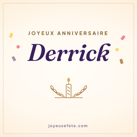 Image carrée « Joyeux anniversaire Derrick » pour WhatsApp