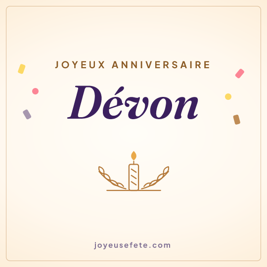 Image carrée « Joyeux anniversaire Dévon » pour WhatsApp