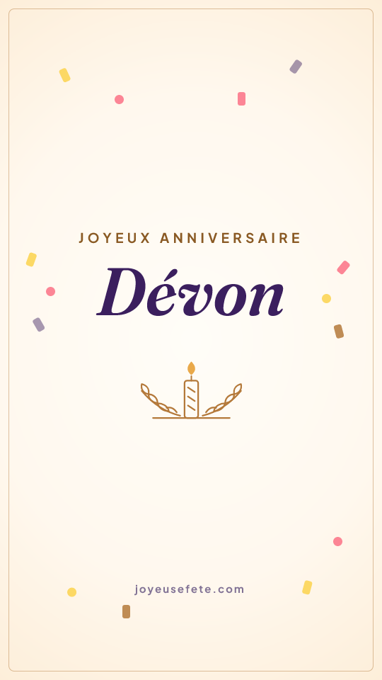 Image « Joyeux anniversaire Dévon » au format story