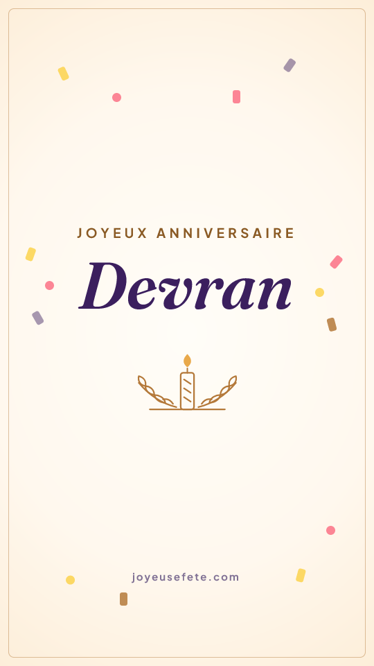 Image « Joyeux anniversaire Devran » au format story