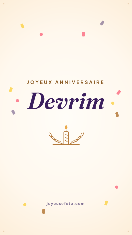 Image « Joyeux anniversaire Devrim » au format story