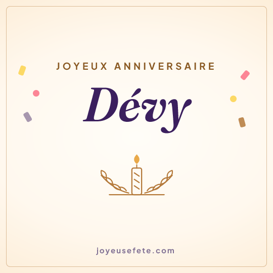 Image carrée « Joyeux anniversaire Dévy » pour WhatsApp