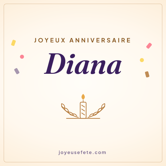 Image carrée « Joyeux anniversaire Diana » pour WhatsApp