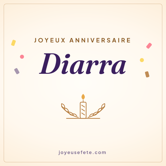 Image carrée « Joyeux anniversaire Diarra » pour WhatsApp
