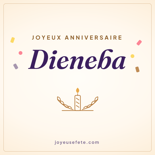 Image carrée « Joyeux anniversaire Dieneba » pour WhatsApp