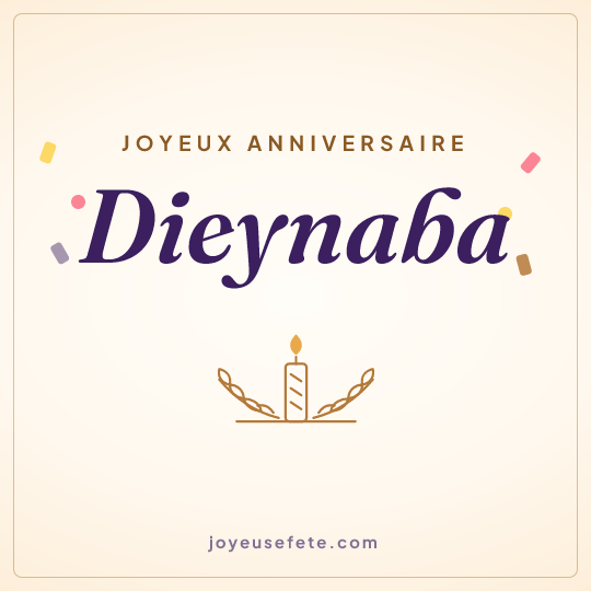 Image carrée « Joyeux anniversaire Dieynaba » pour WhatsApp