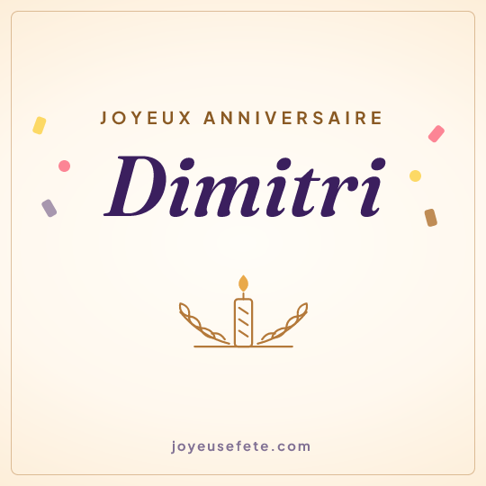 Image carrée « Joyeux anniversaire Dimitri » pour WhatsApp