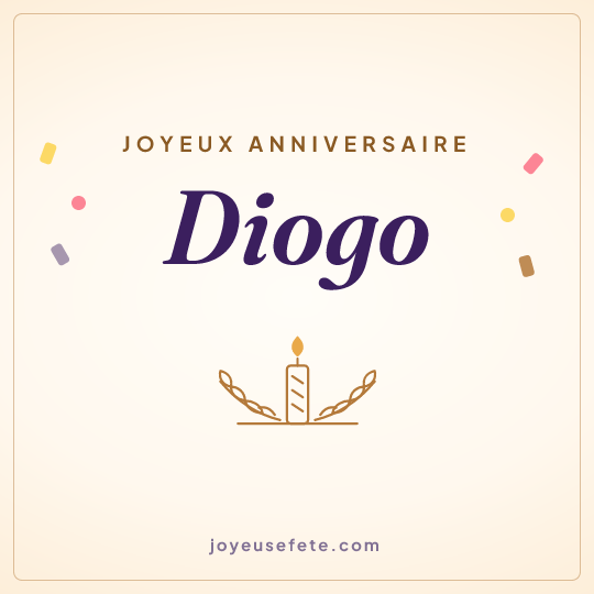 Image carrée « Joyeux anniversaire Diogo » pour WhatsApp