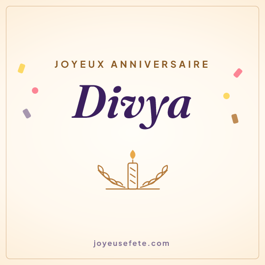 Image carrée « Joyeux anniversaire Divya » pour WhatsApp