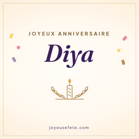 Image carrée « Joyeux anniversaire Diya » pour WhatsApp