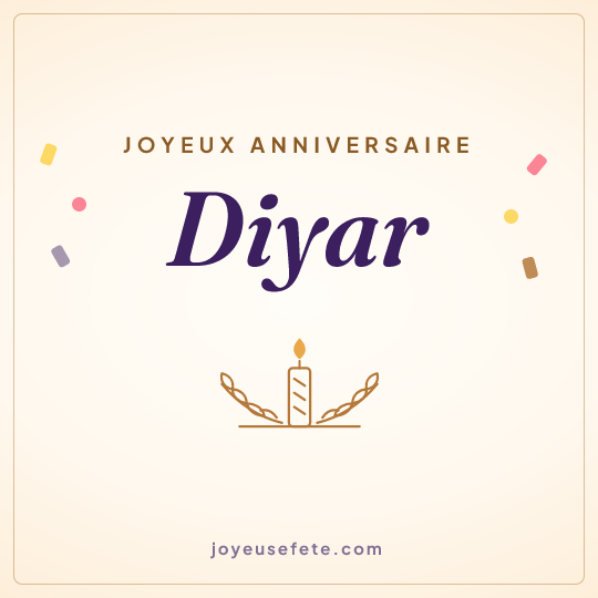 Image carrée « Joyeux anniversaire Diyar » pour WhatsApp