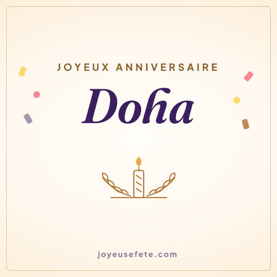 Image carrée « Joyeux anniversaire Doha » pour WhatsApp
