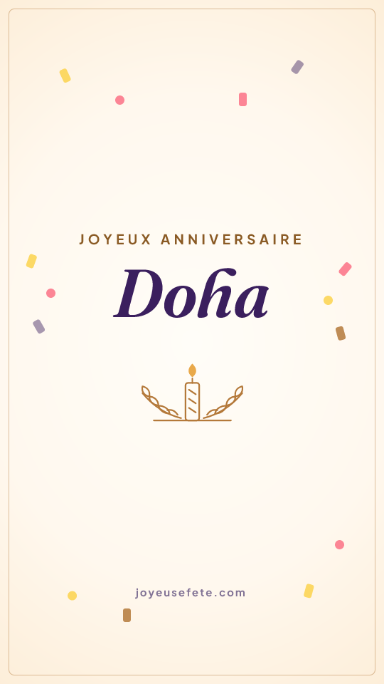 Image « Joyeux anniversaire Doha » au format story