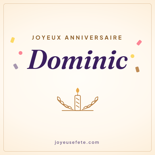 Image carrée « Joyeux anniversaire Dominic » pour WhatsApp