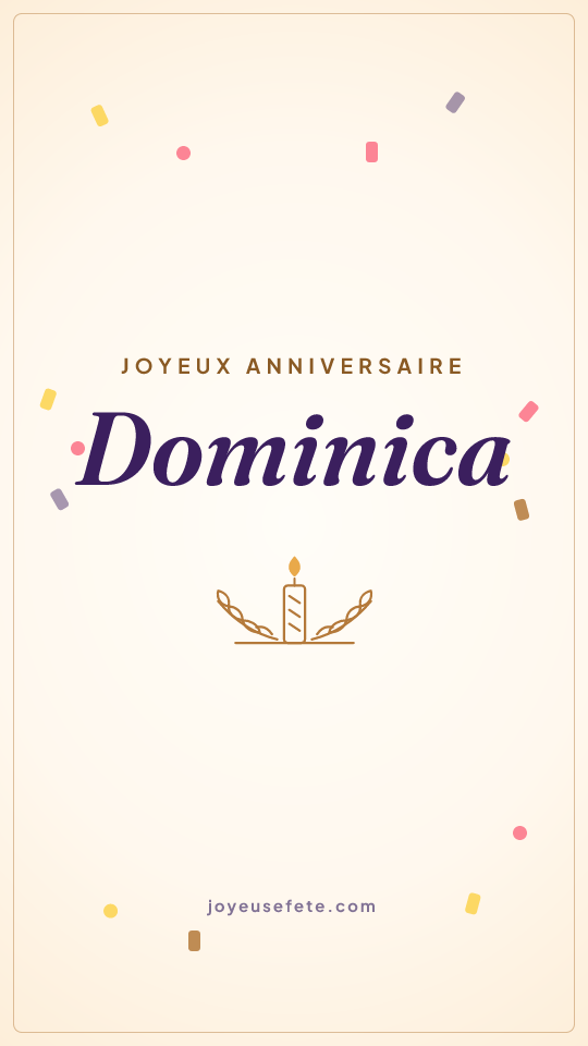 Image « Joyeux anniversaire Dominica » au format story