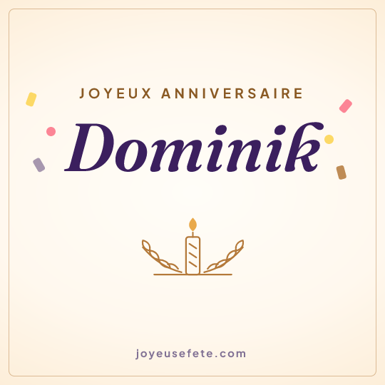 Image carrée « Joyeux anniversaire Dominik » pour WhatsApp