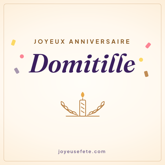 Image carrée « Joyeux anniversaire Domitille » pour WhatsApp