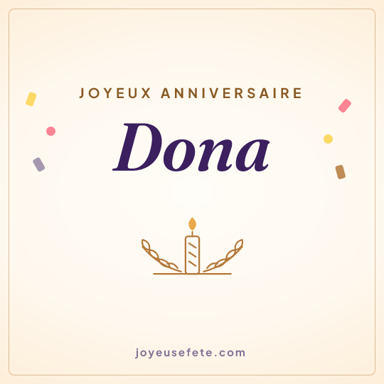 Image carrée « Joyeux anniversaire Dona » pour WhatsApp