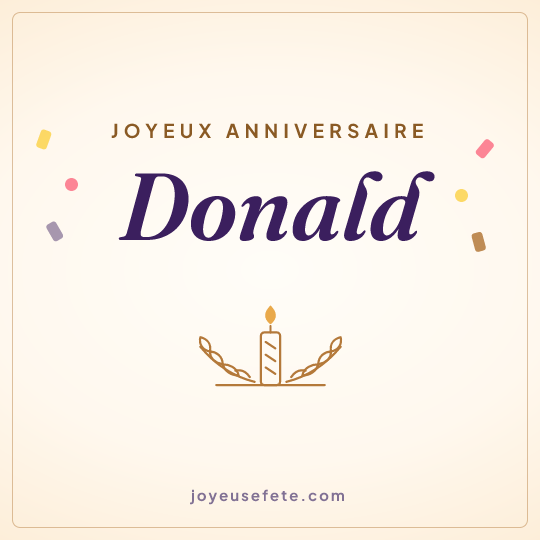 Image carrée « Joyeux anniversaire Donald » pour WhatsApp