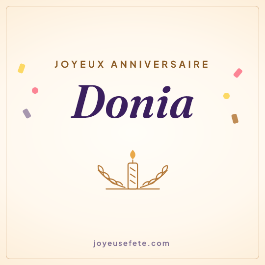 Image carrée « Joyeux anniversaire Donia » pour WhatsApp