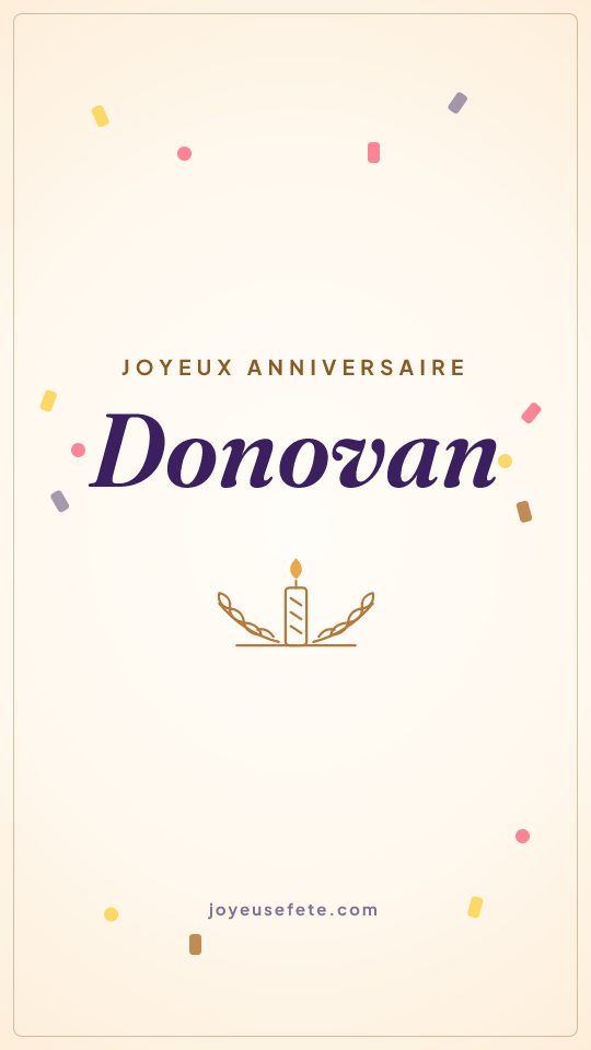 Image « Joyeux anniversaire Donovan » au format story