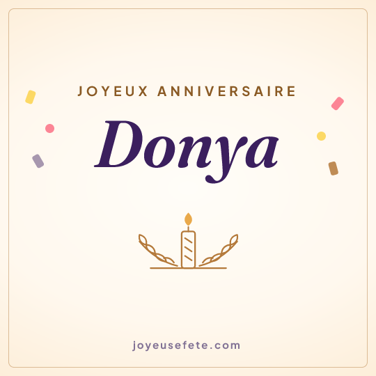 Image carrée « Joyeux anniversaire Donya » pour WhatsApp