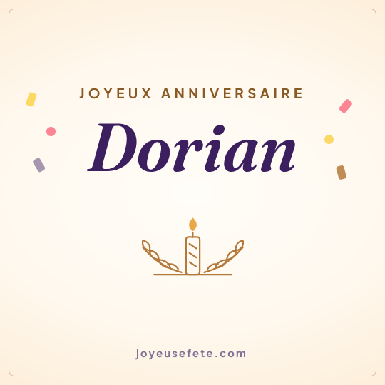 Image carrée « Joyeux anniversaire Dorian » pour WhatsApp