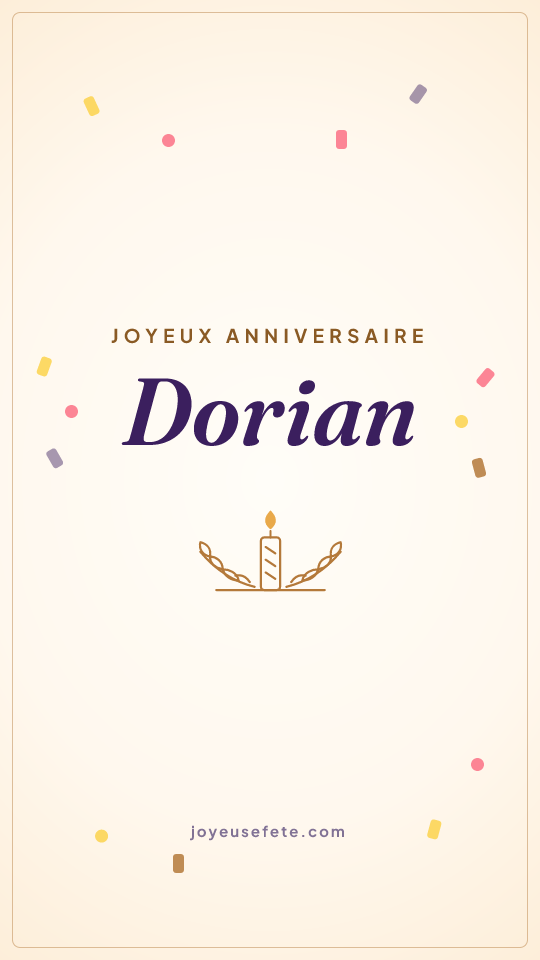 Image « Joyeux anniversaire Dorian » au format story