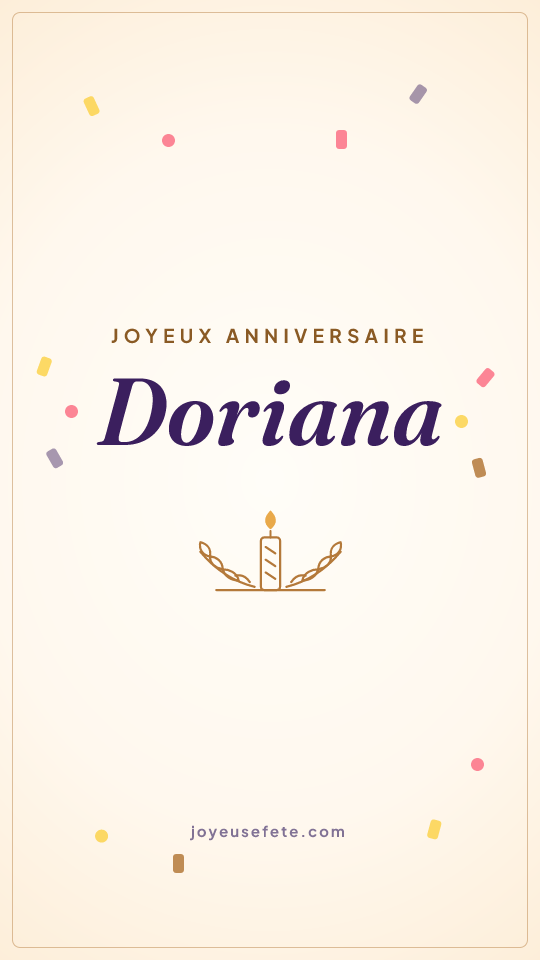 Image « Joyeux anniversaire Doriana » au format story