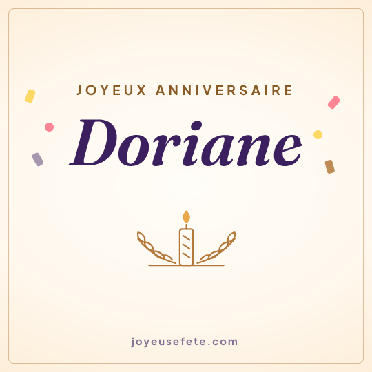 Image carrée « Joyeux anniversaire Doriane » pour WhatsApp
