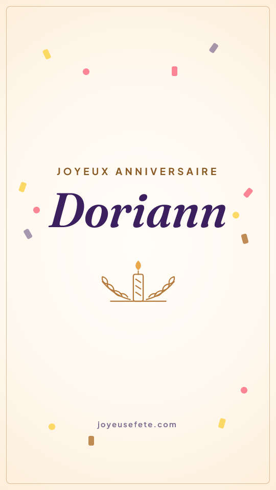 Image « Joyeux anniversaire Doriann » au format story