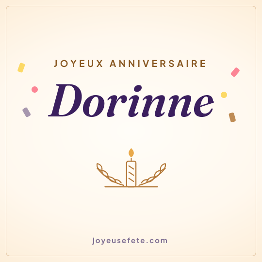 Image carrée « Joyeux anniversaire Dorinne » pour WhatsApp