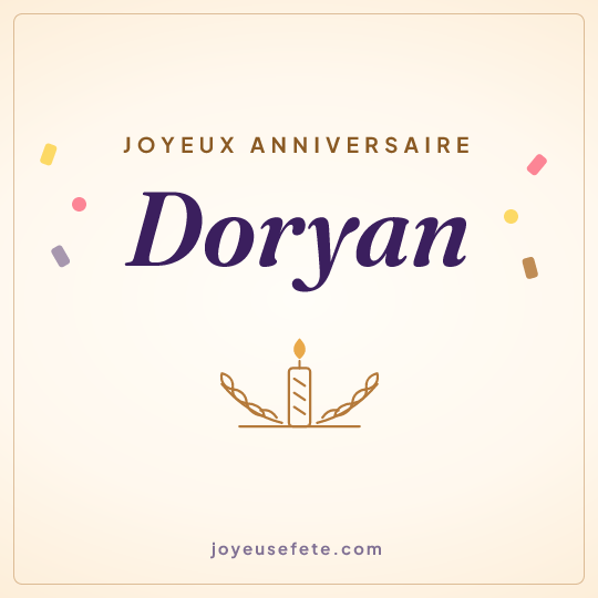 Image carrée « Joyeux anniversaire Doryan » pour WhatsApp