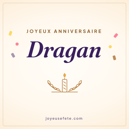 Image carrée « Joyeux anniversaire Dragan » pour WhatsApp